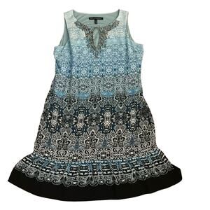 White House Black Market Ombré Embellished Shift Dress Blue Size S